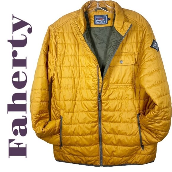 FAHERTY ATMOSPHERE PUFFER JACKET GOLD INSULATED FULL ZIP WATER REPELLENT, SMALL - Picture 2 of 13